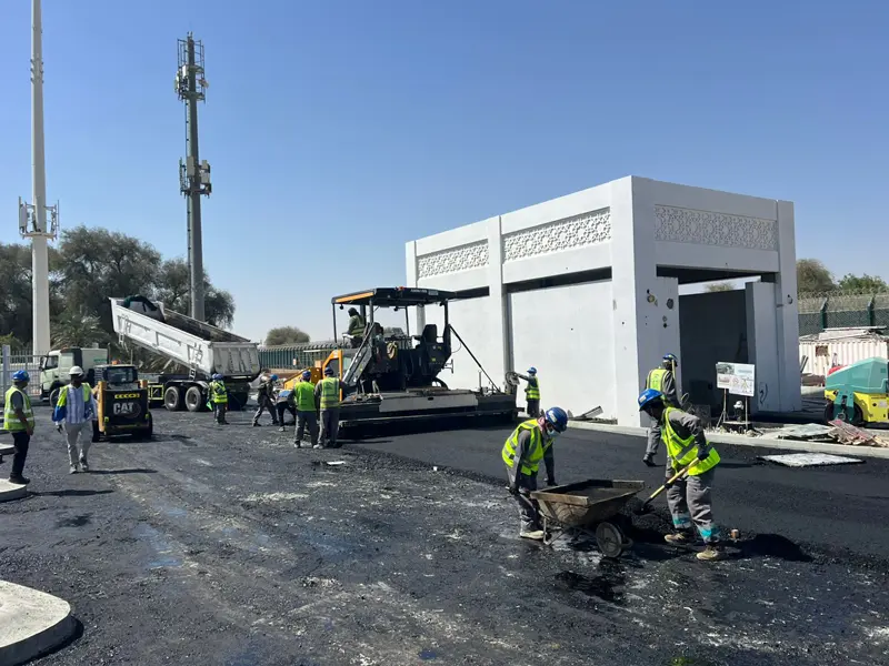 Road maintenance and asphalt resurfacing works performed by Osool AlRoyah General Contracting team in the UAE